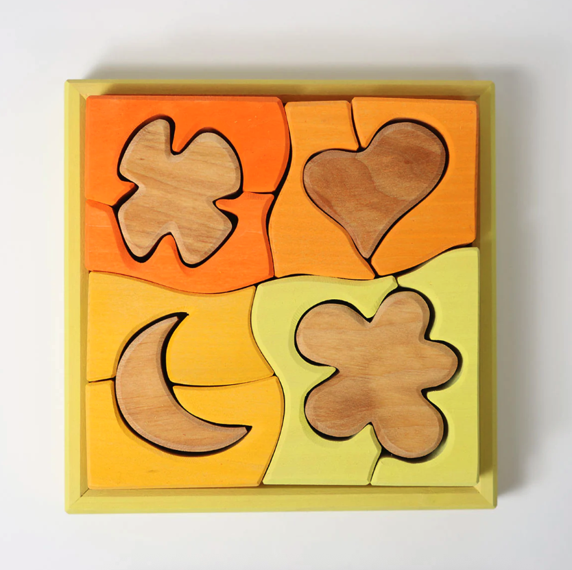 Jeu de construction puzzle formes jaune Grimms6