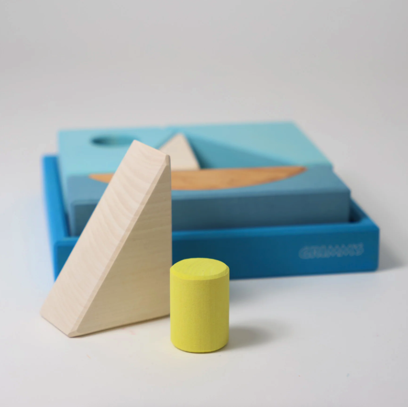 Jeu de construction puzzle Bateau bleu Grimms3