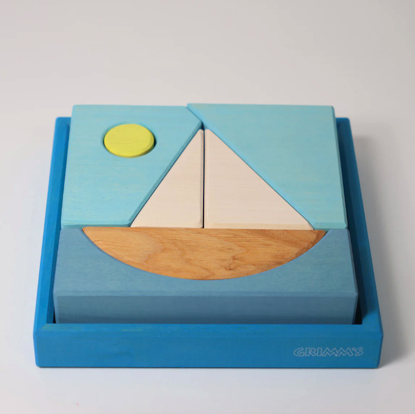 Jeu de construction puzzle Bateau bleu Grimms2