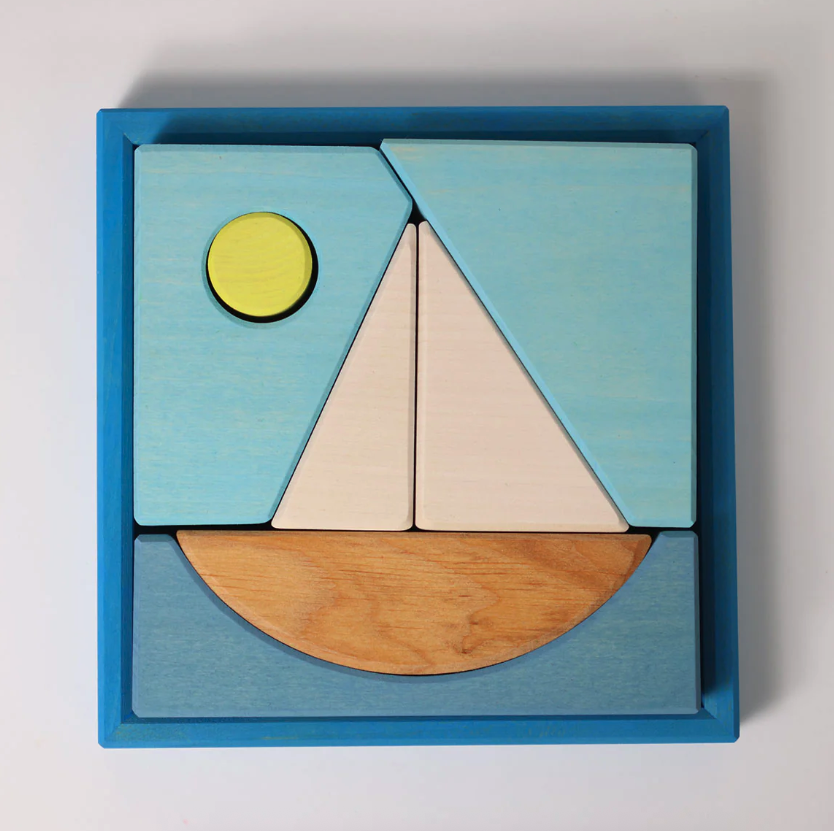 Jeu de construction puzzle Bateau bleu Grimms5
