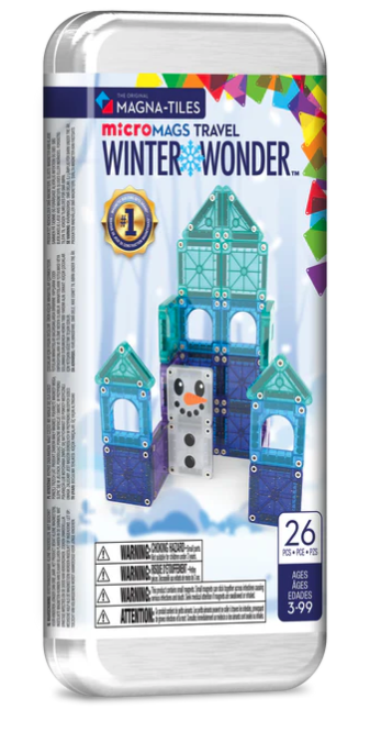MagnaTiles MicroMags Jeu magnétique Winter Wonder Set de voyage - Lot de 26 1