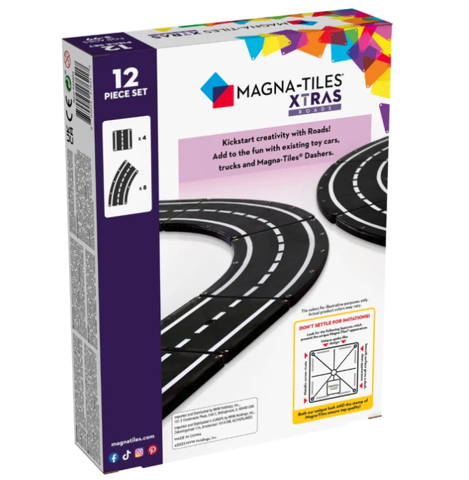 Magna Tiles Jeu magnétique Xtras Route - Lot de 121
