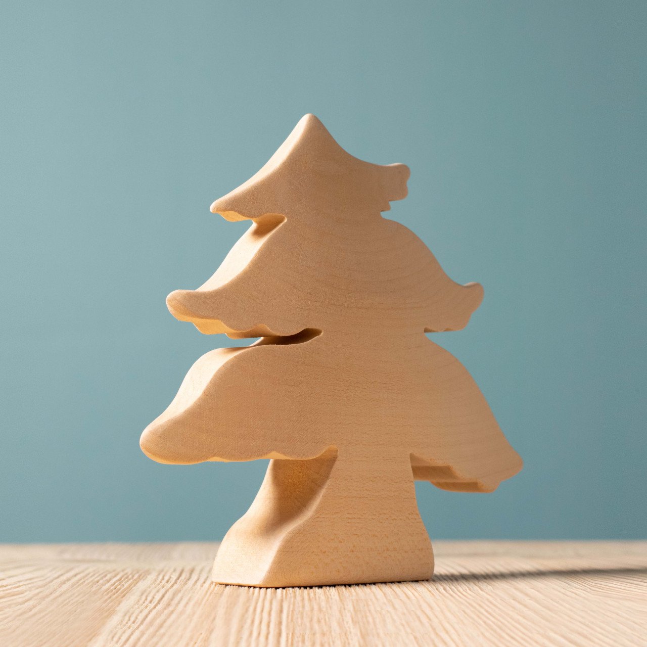BumbuToys Grand sapin en bois naturel