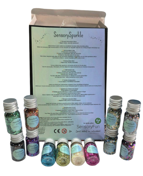 SensoryFun Paillettes Bio dégradables pour jeu sensoriel - Lot de 122