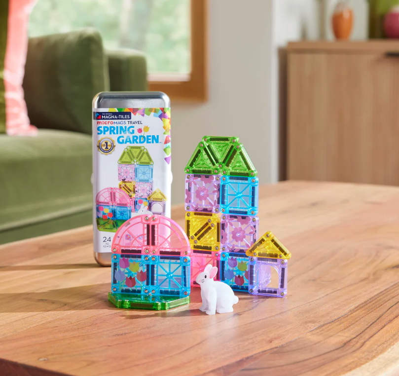 Magna Tiles Jeu magnétique Spring Garden - Set de voyage Lot de 241