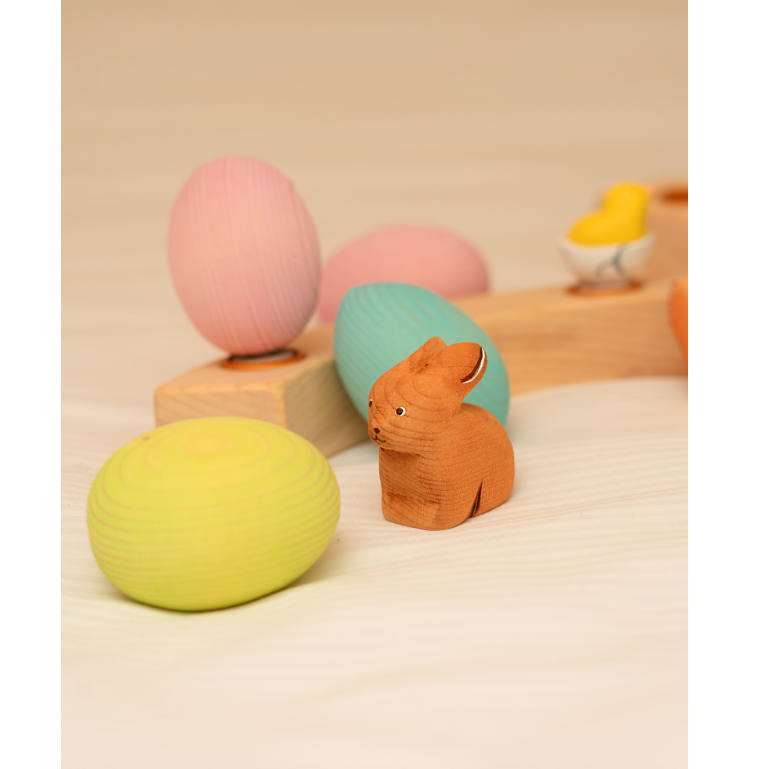 BumbuToys Figurine en bois pour couronne de célébration - Oeuf Rose2
