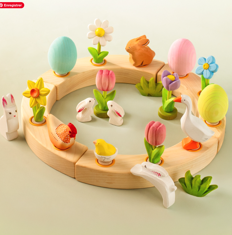 BumbuToys Figurine en bois pour couronne de célébration - Oeuf Rose5