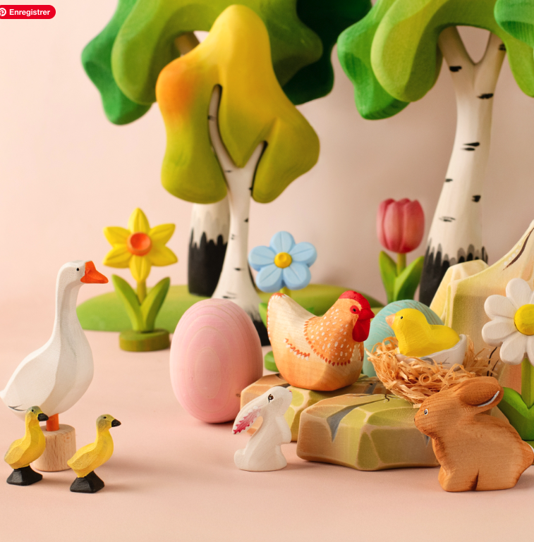 BumbuToys Figurine en bois pour couronne de célébration - Oeuf Rose4