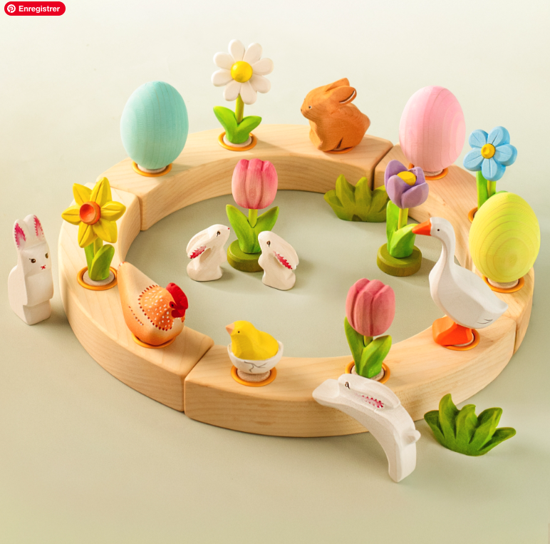 BumbuToys Figurine en bois pour couronne de célébration - Oeuf bleu2