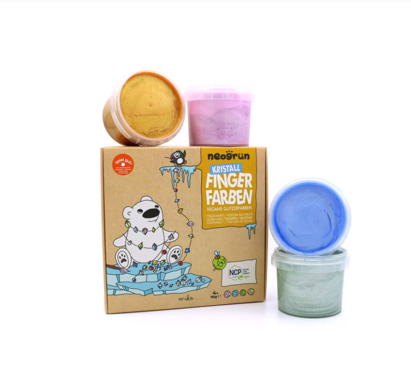 Neogrün Peinture aux doigts Mika - Vegan et avec Paillettes - Lot de 4 3