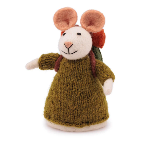 Souris de décoration Randonnée - En vacances !! en feutrine de laine - Sjaal met Verhaal2
