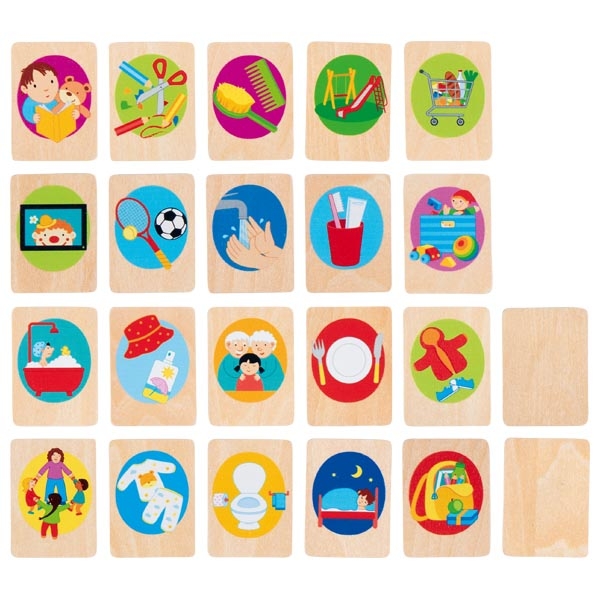 GOKI Cartes routines pour enfant, se repérer dans le temps - 23 cartes en bois 3