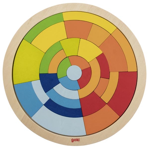 Puzzle mosaïque en bois rond de jeu de société multicolore