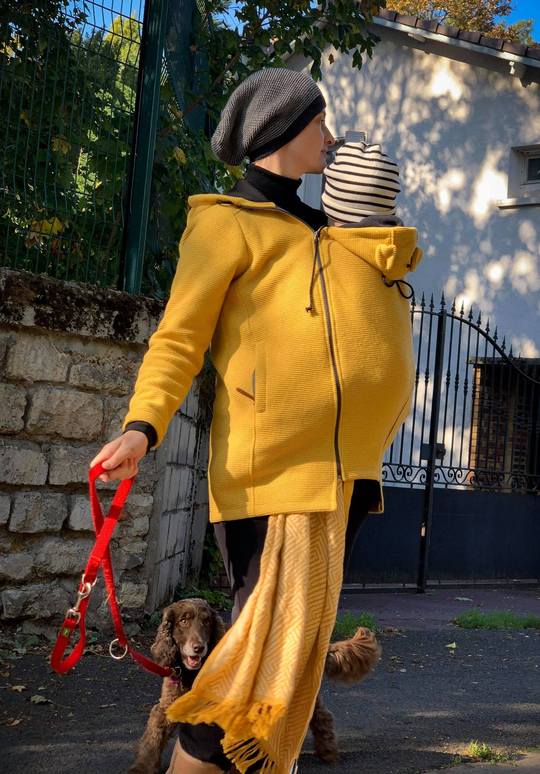 Manteau laine jaune sale