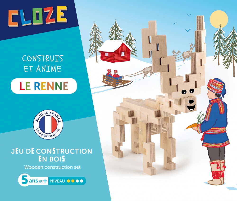 Jeu de construction en bois le rennes CLOZE