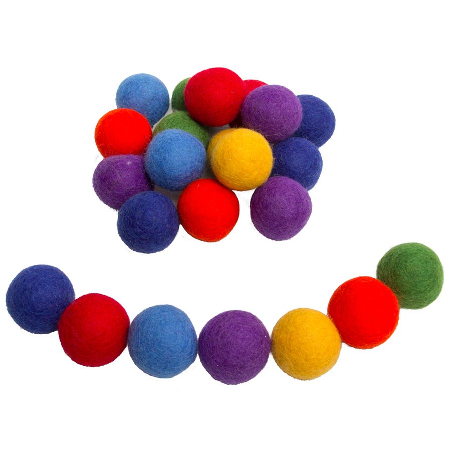 Balles 3,5cm en feutrine rainbow - set de 49 Papoose