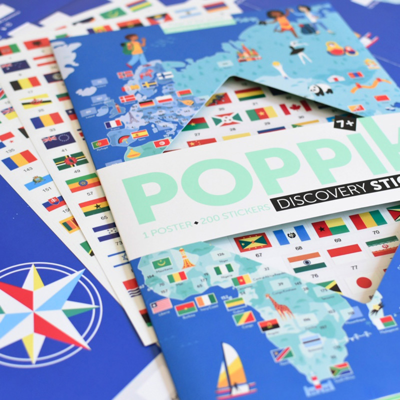 Poster géant + 200 stickers Drapeaux du monde Poppik 4