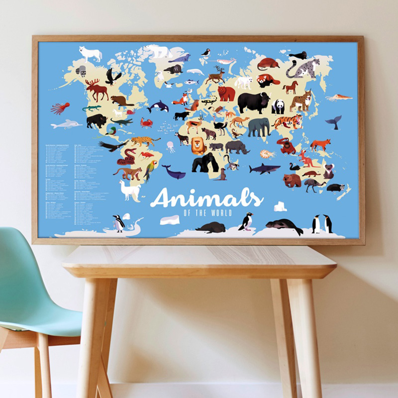 Poster géant + 67 stickers Animaux du monde Poppik