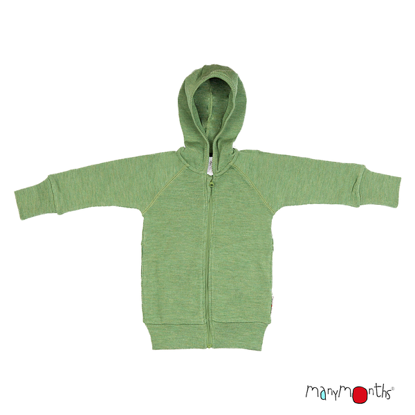 Gilet à capuche zippé en laine ManyMonths - coloris 2021 Jade Green