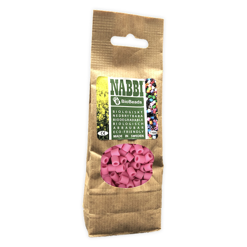 09081-Nabbi BioBeads Perles à repasser Biodégradables rose - Lot de 1000 - 5mm