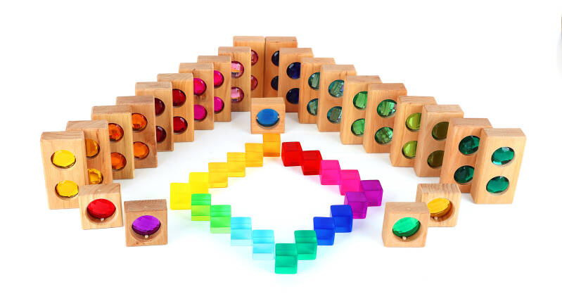 Route des couleurs + cubes translucides Bauspiel
