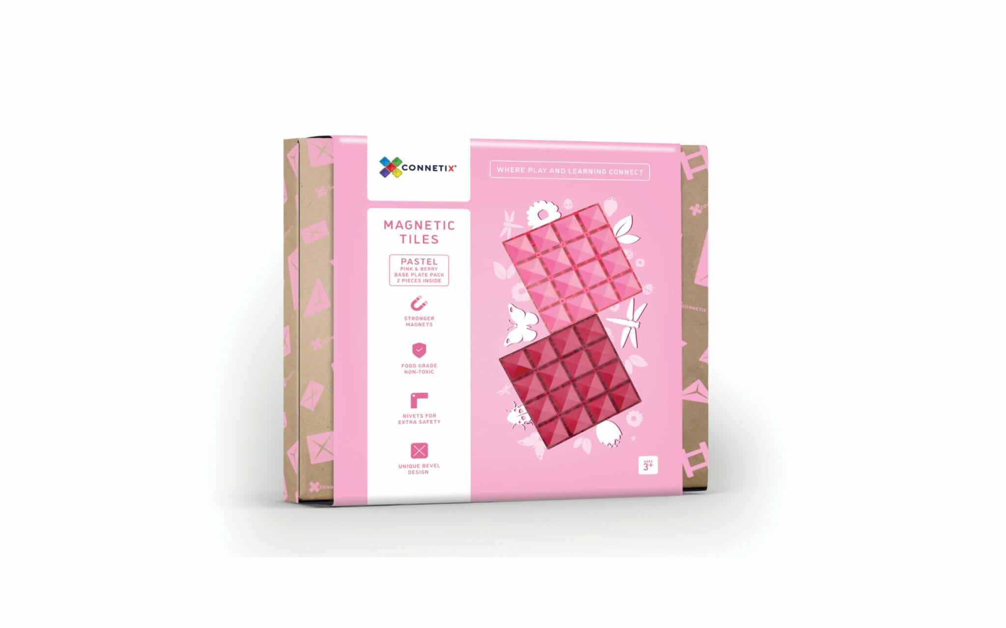 Connetix 2 Plaques magnétique Pink - Berry 30 x 30cm