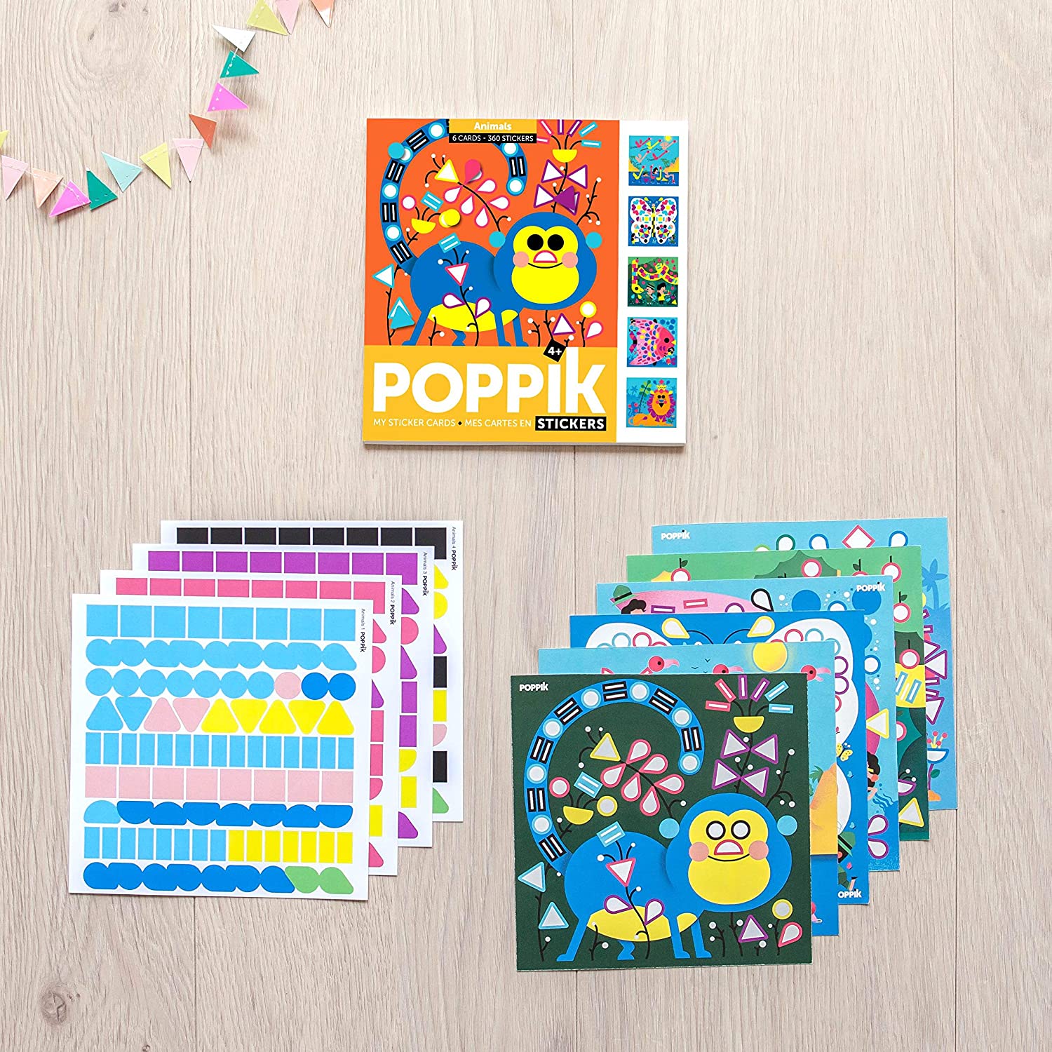 Poppik Mes cartes en stickers Animals - 6 cartes 360 stickers