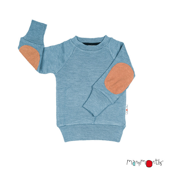 ManyMonths® Natural Woollies Pullover with Elbow Patches   BlueMist_Pottersclay_1500px-L