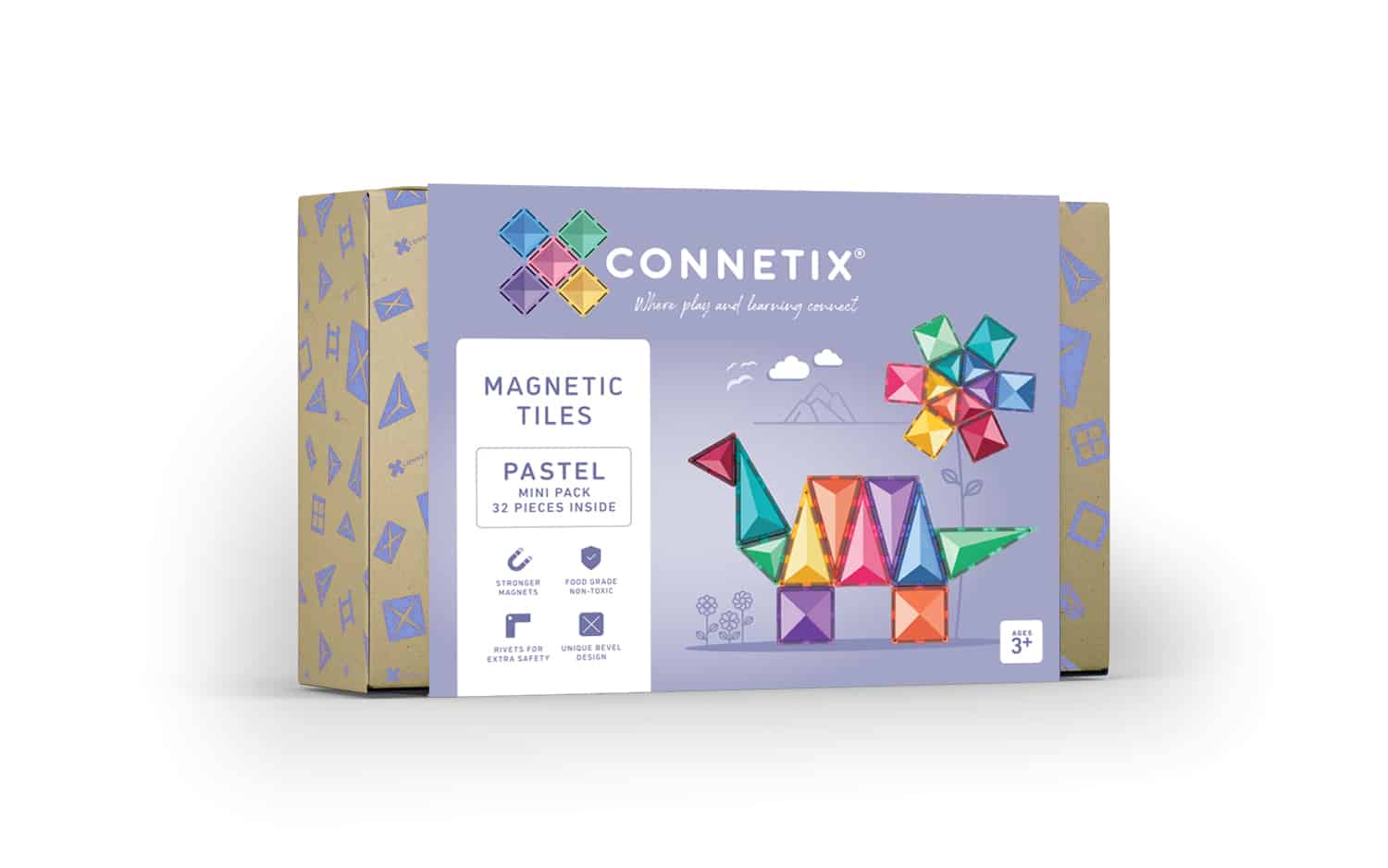 Connetix Jeu magnétique Mini pack Pastel 32 pièces