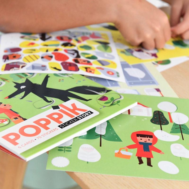 Poppik Mes cartes en stickers Petit Chaperon Rouge - 6 cartes 70 stickers 2