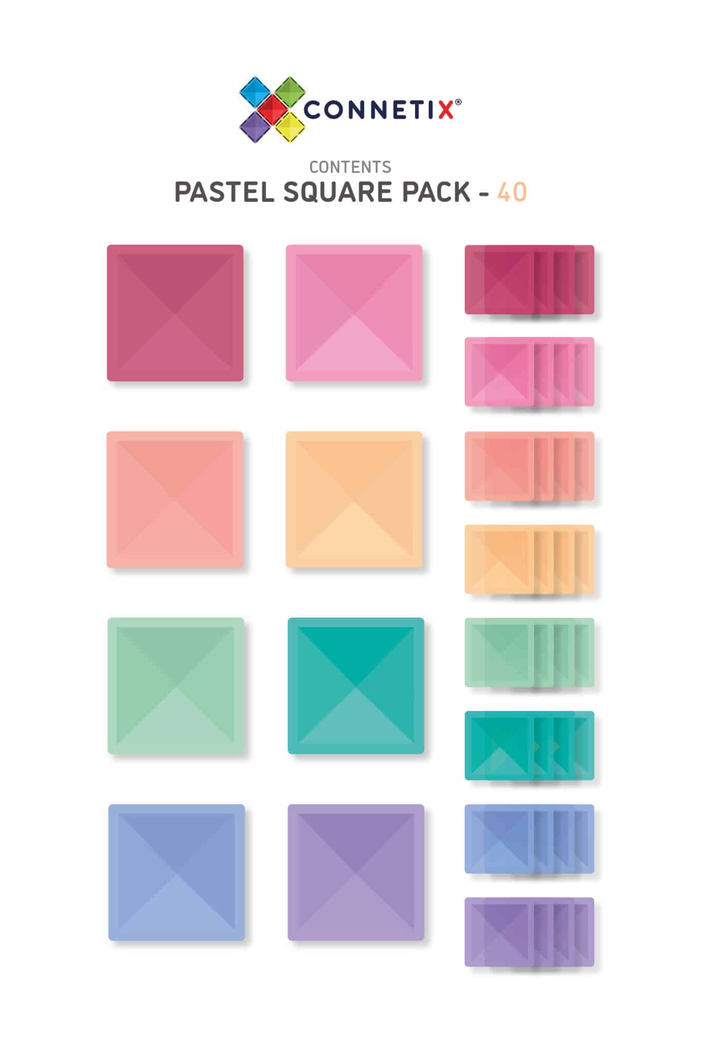 Connetix Tiles Pack de 40 carrés Pastel 7