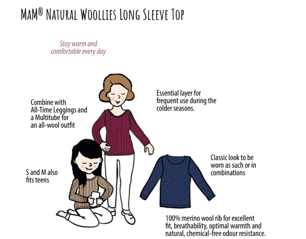 MaM T-shirt Femme manches longues en laine - coloris 2023