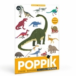 Poppik Mini poster Dinosaures + 26 autocollants repositionnables 3-8 ans