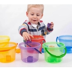 Tickit Ensemble de 6 seaux translucides colorés 2