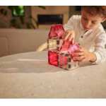 Cleverclixx Jeux magnétiques Glitter tiles pack - 16 tuiles pailletées Rose transparent5