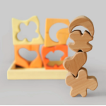 Jeu de construction puzzle formes jaune Grimms2