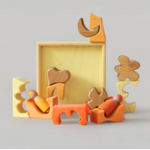 Jeu de construction puzzle formes jaune Grimms4