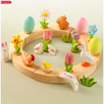 BumbuToys Figurine en bois pour couronne de célébration - Oeuf Rose5