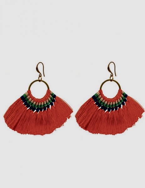 Boucles d\'oreilles franges rouges boho bohème chic BO0692