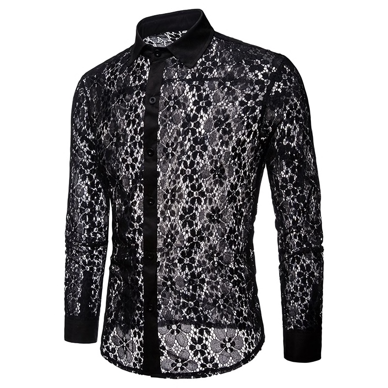 Chemise dentelle homme boho bohème chic HOM0093