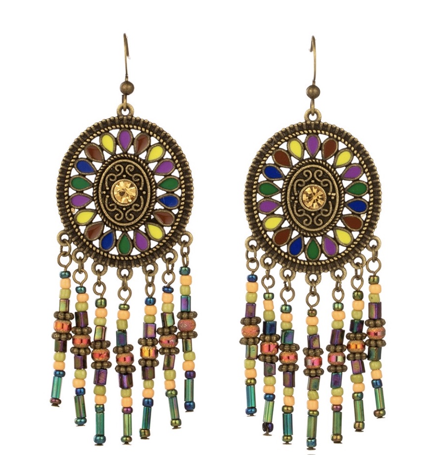 Boucles d\'oreilles perles ethniques boho bohème chic BIJ0614