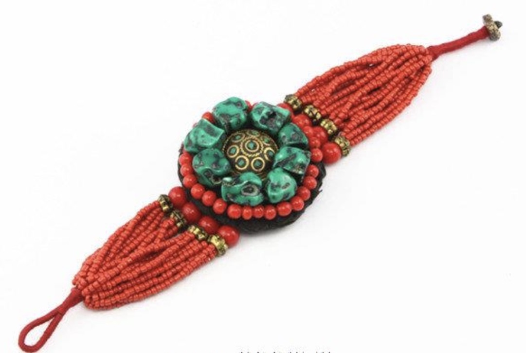 Bracelet fait main perles tibétain boho boheme chic BANGLE0554