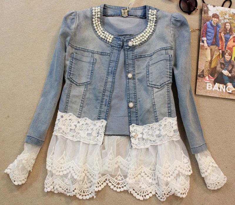 Veste en jean avec perles new arrivals