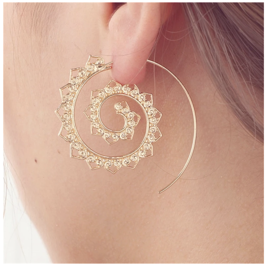 Boucles d\'oreilles spirales boho boheme chic