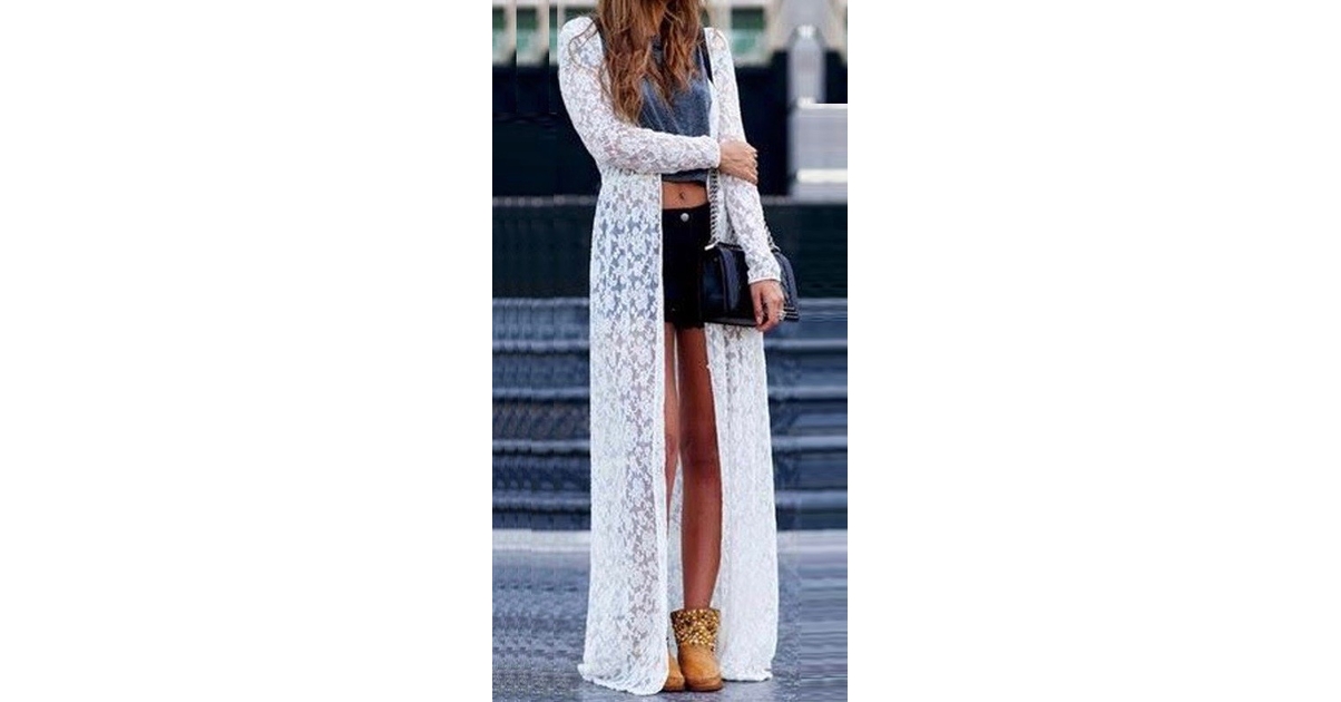 Gilet Long En Dentelle Grande Taille Eyecatch Ariana - Femme - Taille 40 à 54 - Style Ouvert Sans Manches