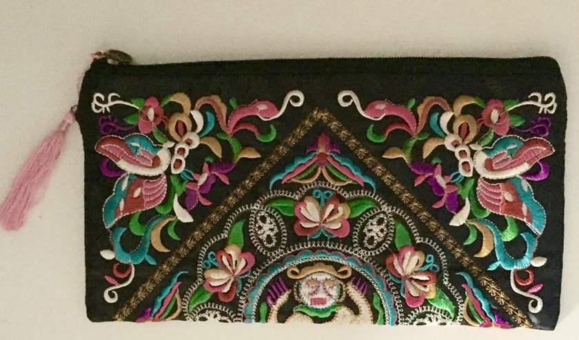Pochette Brodée Vintage Style Tapisserie Années 50 - Motif Floral, Occasion Bon état