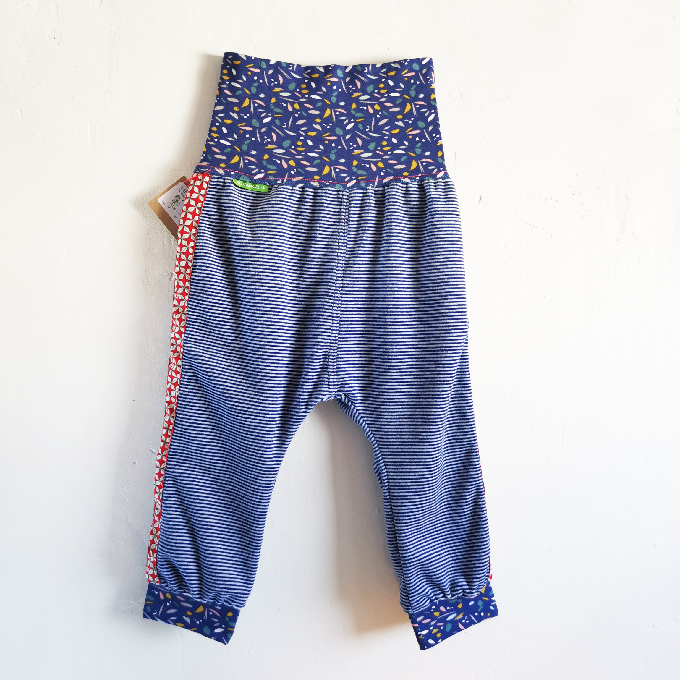 pantalon sarouel mi-saison • peluche bleu-blanc-rouge