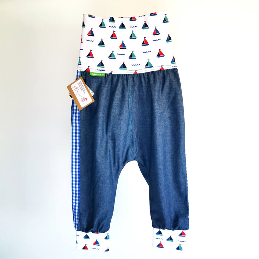 pantalon évolutif sarouel sawka jean bleu clair 6 mois - 3 ans 1