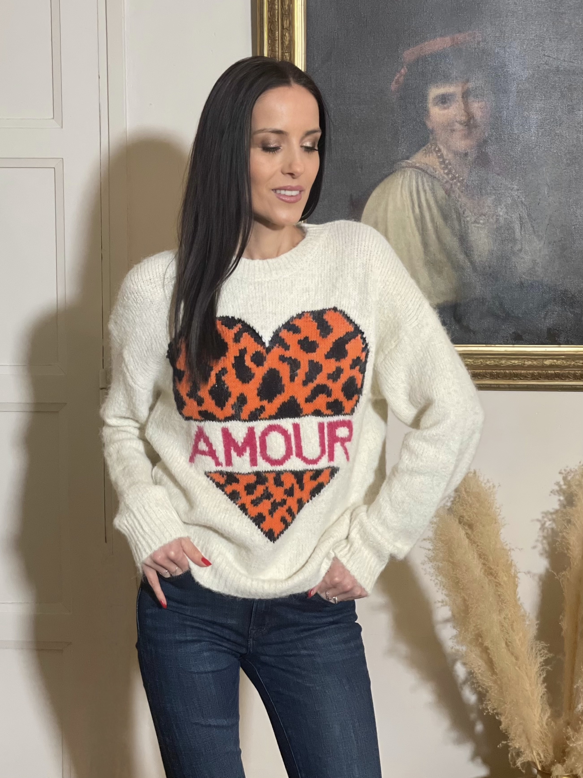 Pull en maille à motifs HILDE coloris écru
