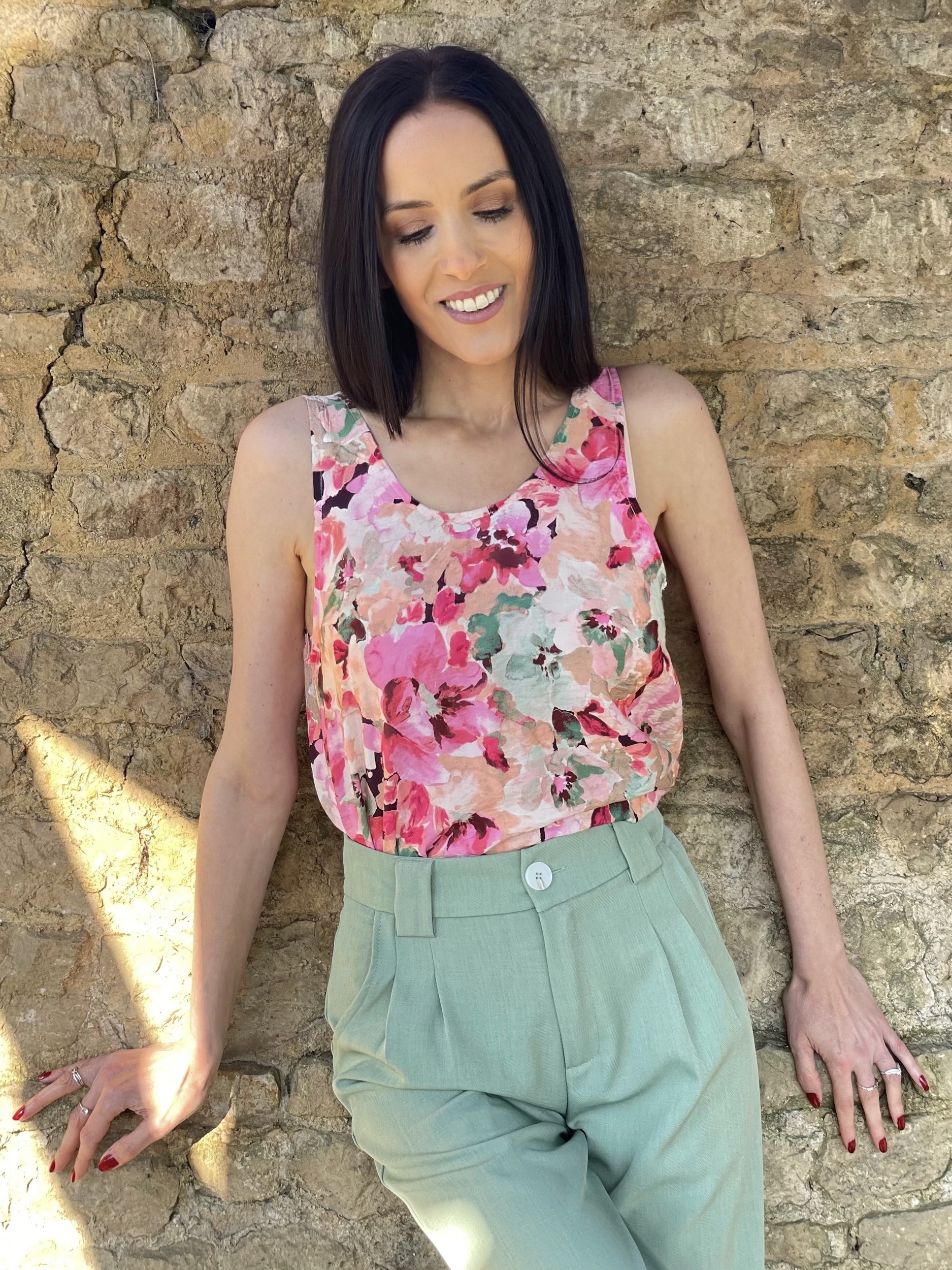 Top dos nu CLAUDIA à imprimé floral